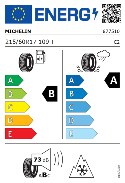 Tyre Label for Michelin Agilis CrossClimate 215/60R17 109T