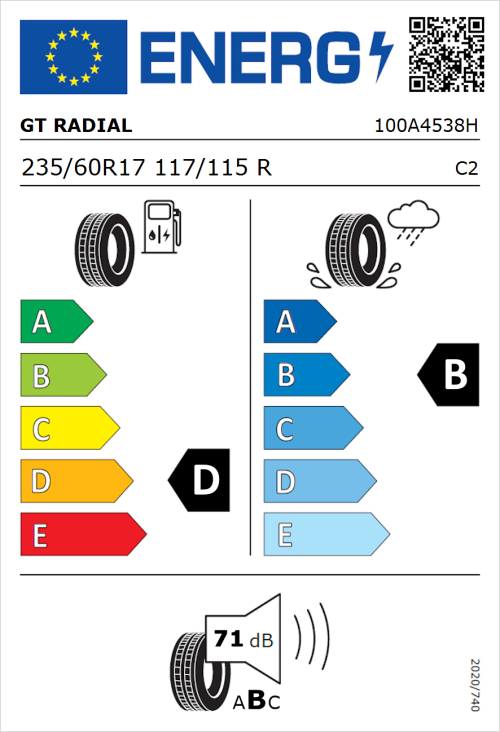 Tyre Label for GT Radial Maxmiler Pro 235/60R17 117/115R